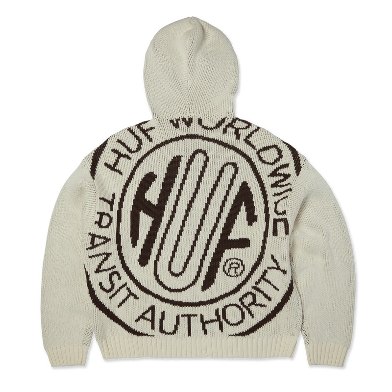 HUF Token Zip Hooded Sweater|Bleach|M|L|XL