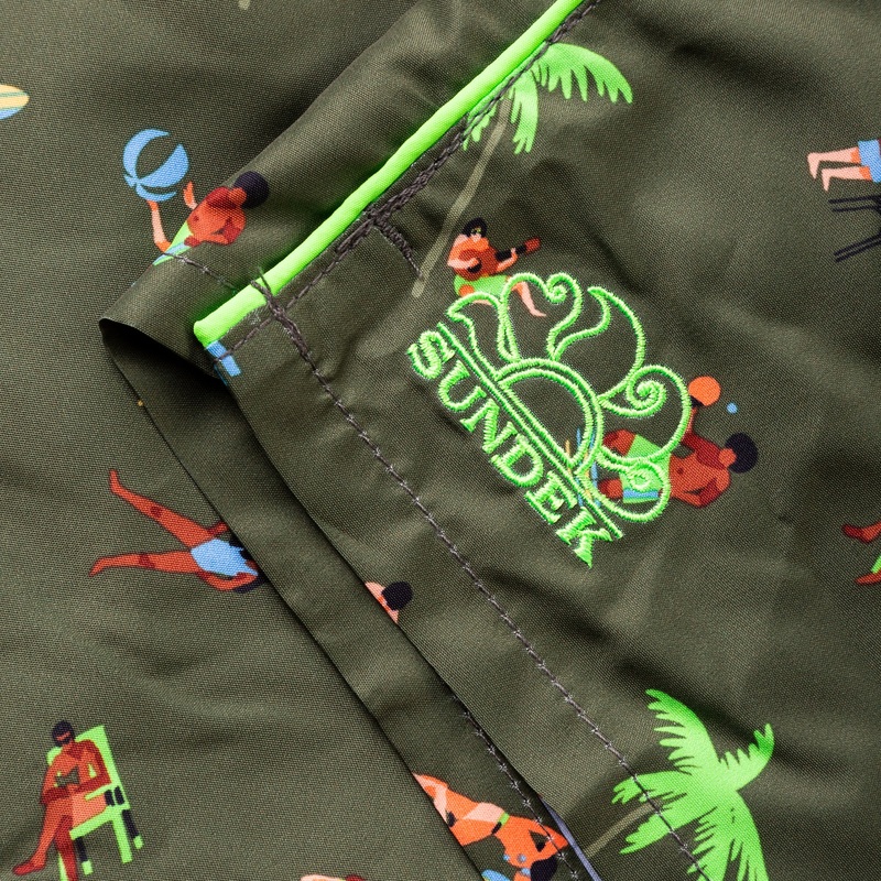 Elastic Waist Swim Trunks 16 Inch