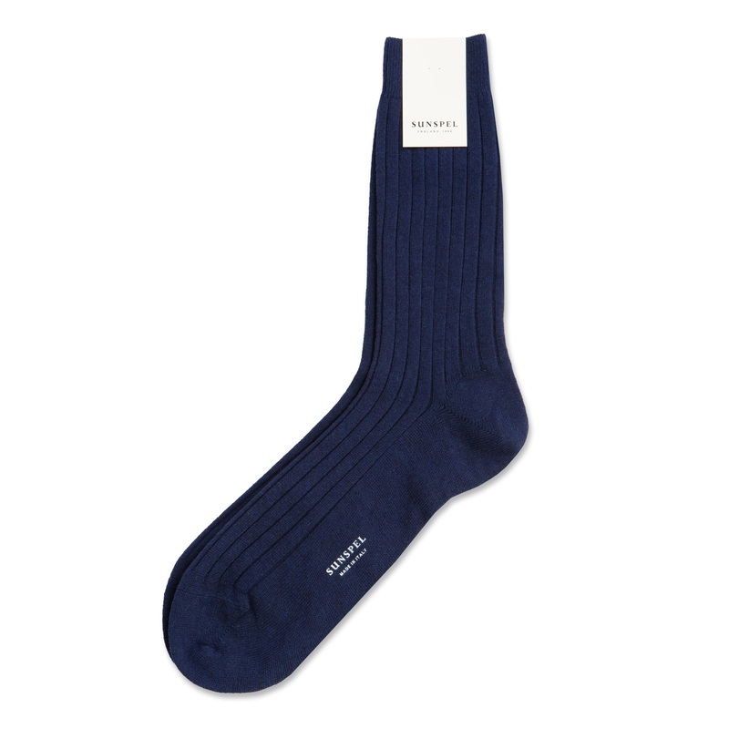 Cashmere Ribbed Lounge Sock|Blue|S/M|M/L