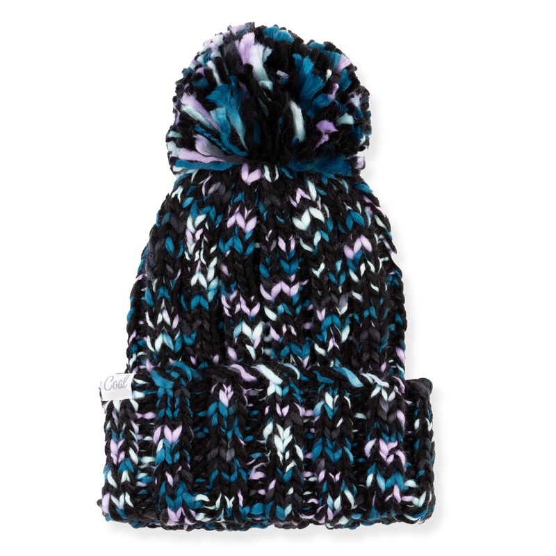 The Opal Chunky Pom Beanie|Black|Purple|Grey|1 SZ