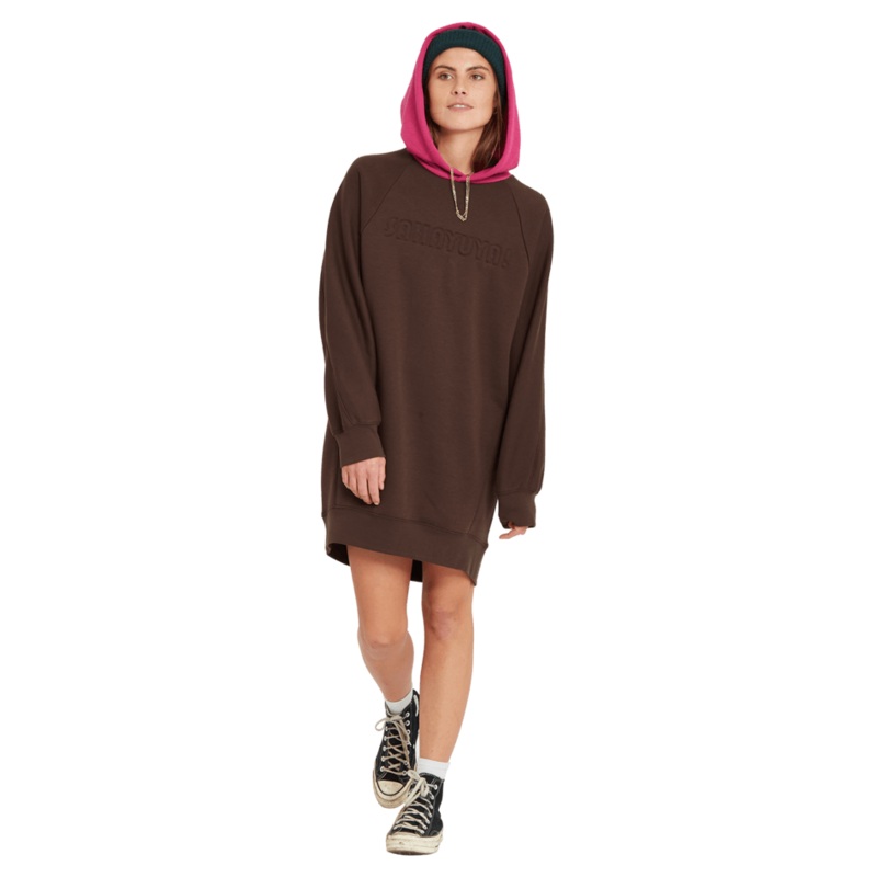 Volcom Weirdi Dress Dark Brown