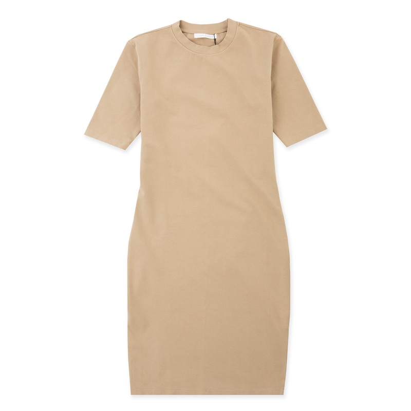 Stretch Sueded Cotton Mockneck Dress