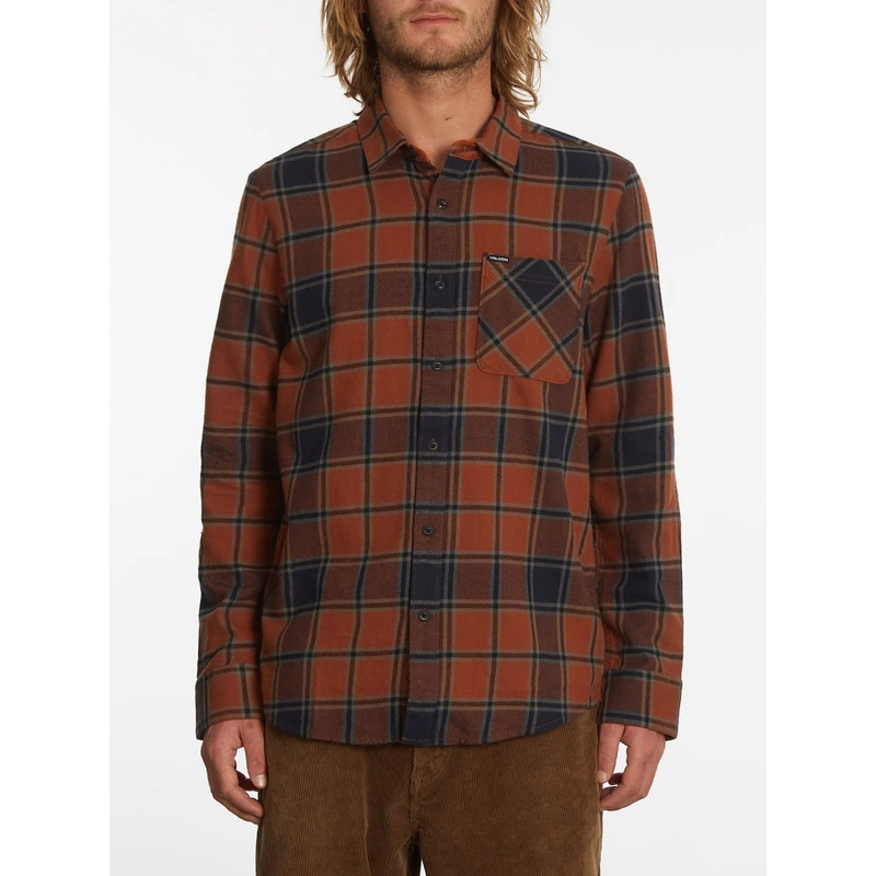 Camisa Volcom Caden Plais Ls Mocha