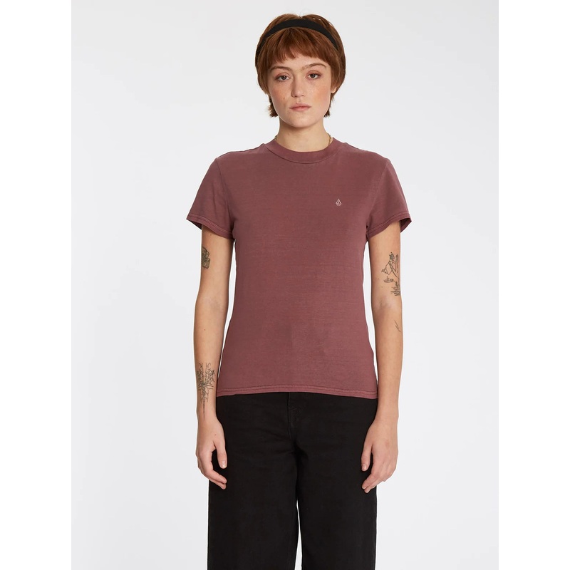 Camiseta Chica Volcom Solid Stone emb Tee Burgundy