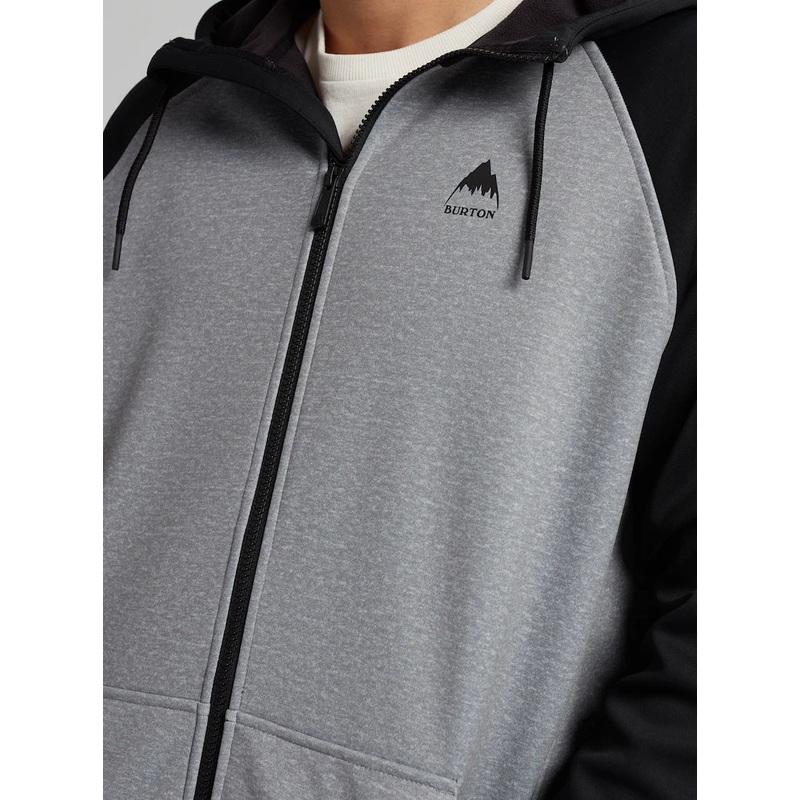 Sudadera Burton Crown Weatherproof Full-Zip Fleece Gray Heather  True Black