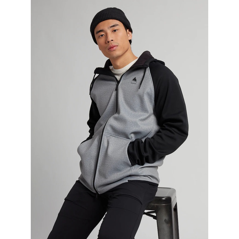 Sudadera Burton Crown Weatherproof Full-Zip Fleece Gray Heather  True Black