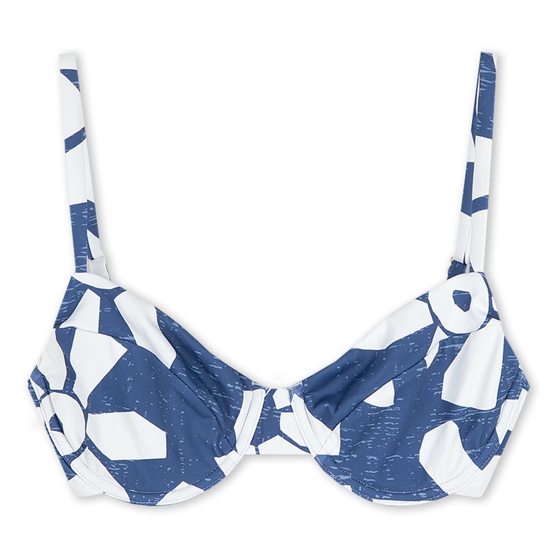 Geo Flower Balconette Bra Cup|Blue|4|6|8