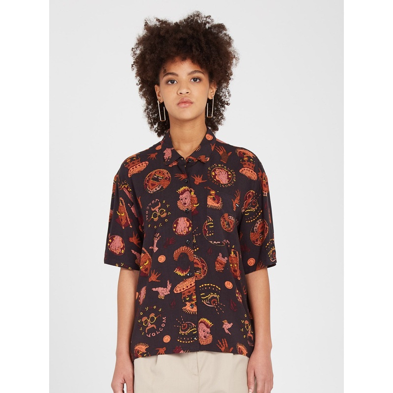 Camisa manga corta Mujer Volcom Connected Minds – Black