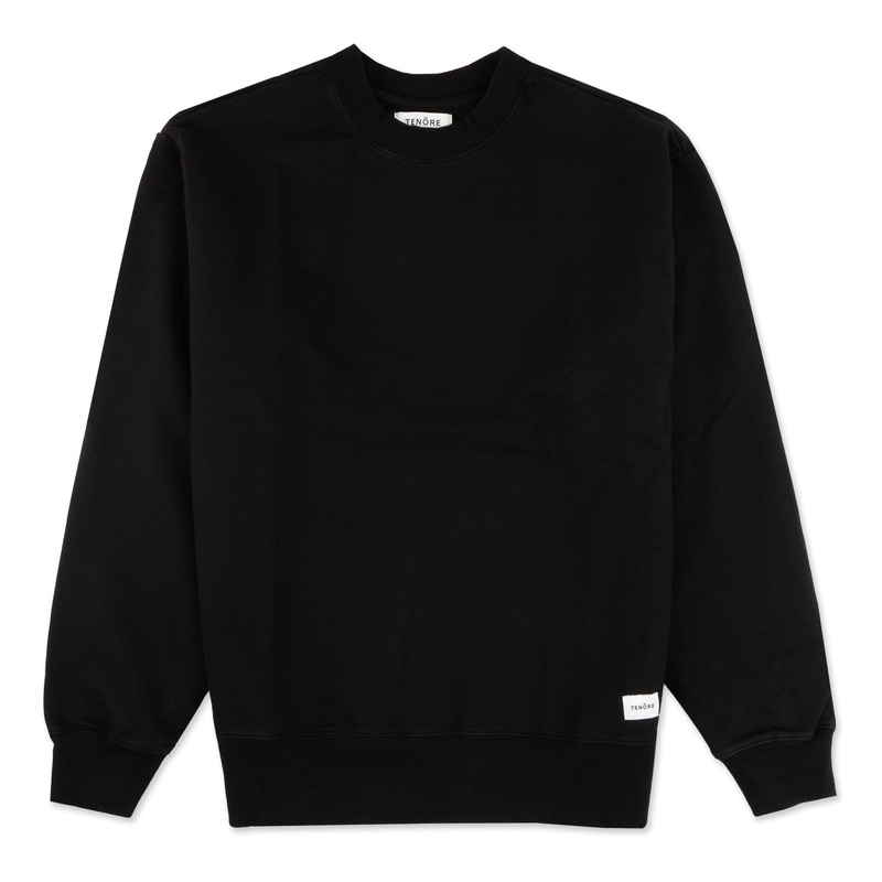 Woven Label Fleece Crewneck|Black|S|M|L|XL