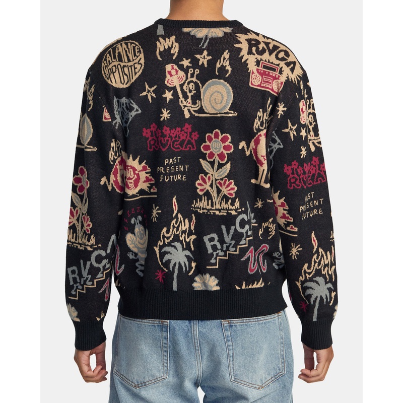 Jersey RVCA Scattered Crew Sweater – Pirate Black