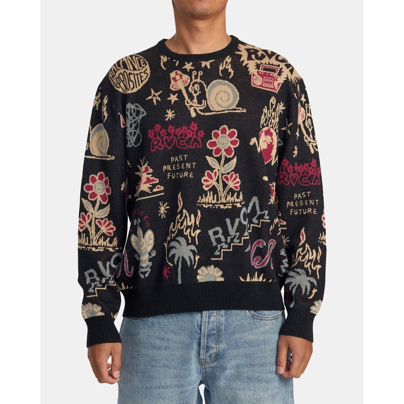 Jersey RVCA Scattered Crew Sweater – Pirate Black