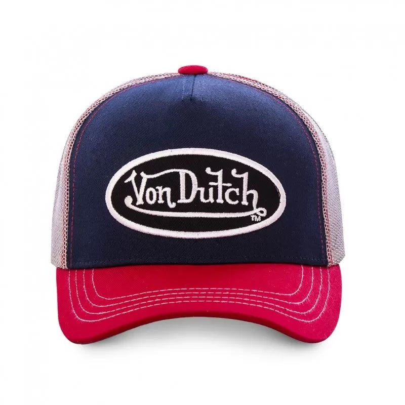 Gorra de bisbol tricolor de Von Dutch en rojo, blanco y beige