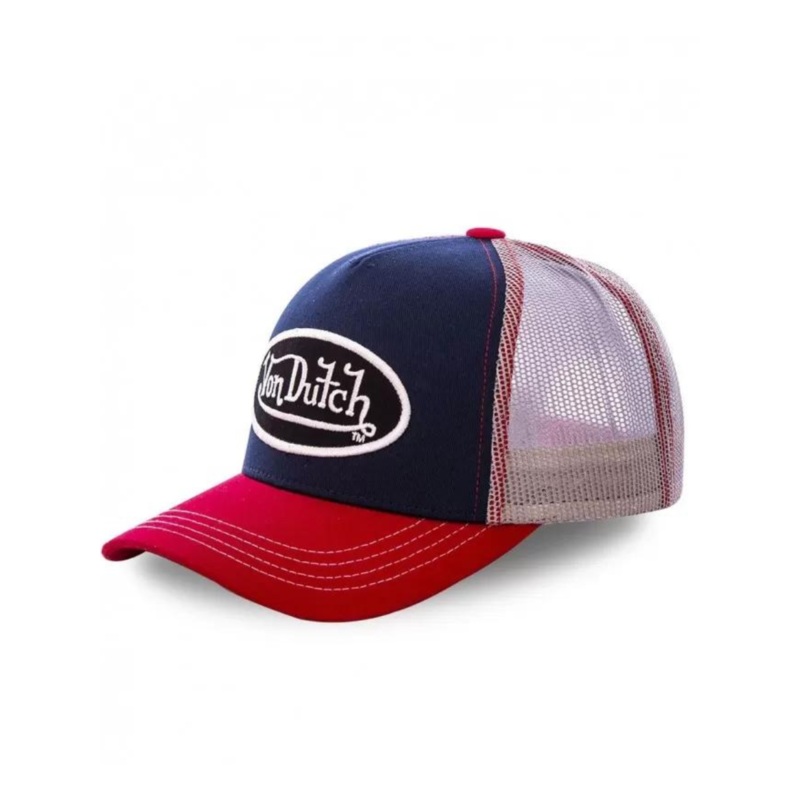 Gorra de bisbol tricolor de Von Dutch en rojo, blanco y beige