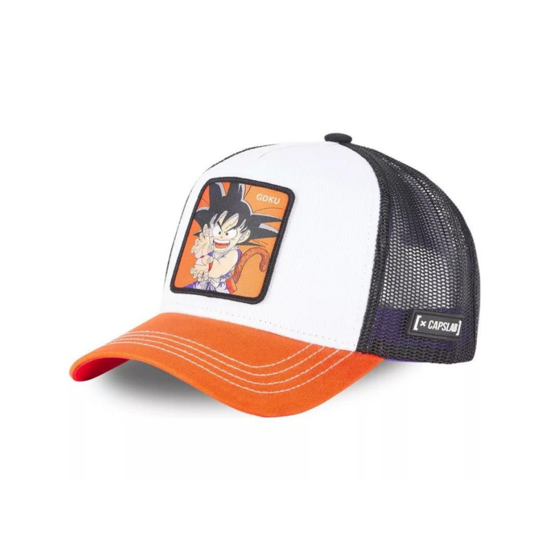 Gorra Trucker Capslab x Dragon Ball (Goku) – Negro/Blanco/Naranja