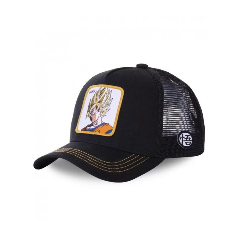 Gorra Trucker Capslab x Dragon Ball Z (Goku Saiyen) – Negro
