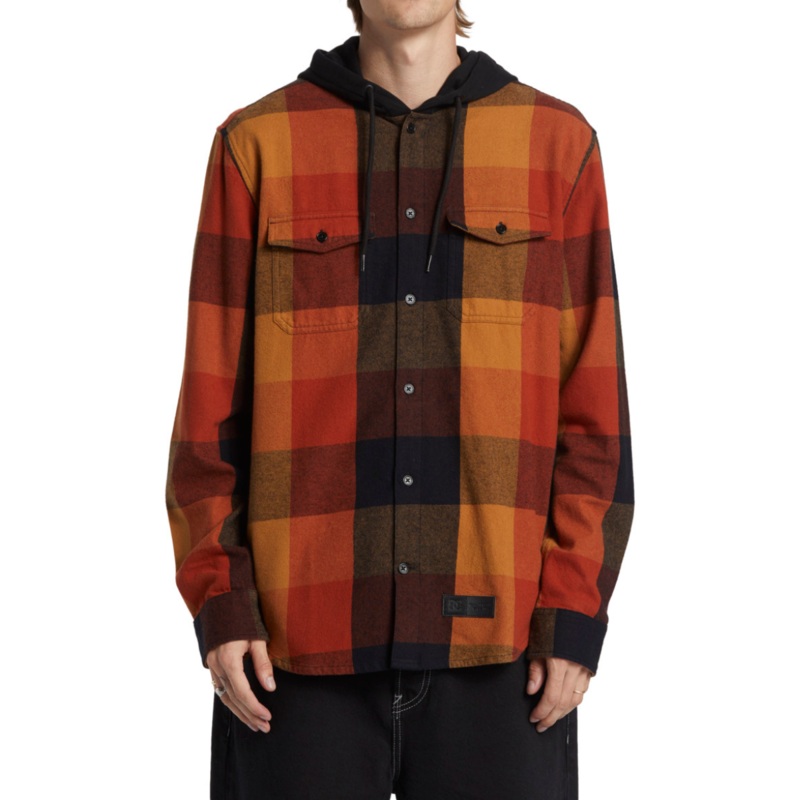 Camisa con capucha DC Shoes Rucktus – black/ar.spice/chipmunk plaid