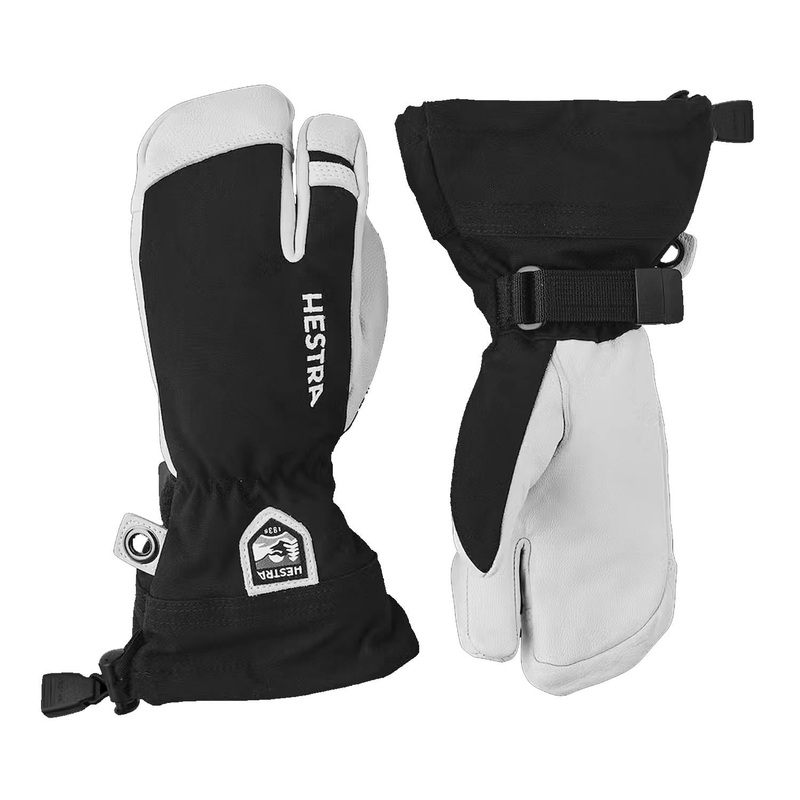 Junior Army Leather Heli Ski 3-Finger Gloves