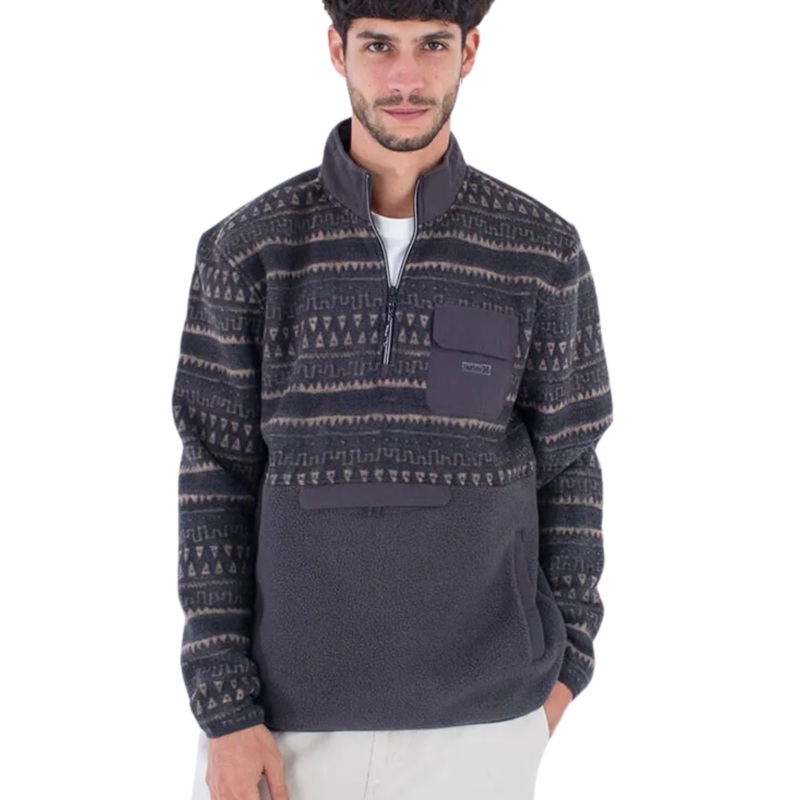 Forro Polar con cremallera 1/4 – Hurley Burrito Sherpa Track – Black