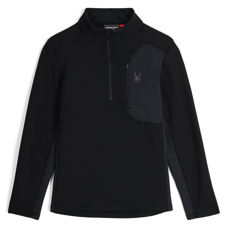 Bandit 1/2 Zip Midlayer Top|S|M|L|XL|Black|Limestone/Black Melange|Spyder Red