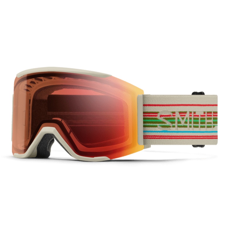 SMITH SQUAD MAG LOW BRIDGE FIT CHALK STRAIGHTLINE | PRO PHOTOCHROMIC RED MIRROR & STORM BLUE SENSOR MIRROR