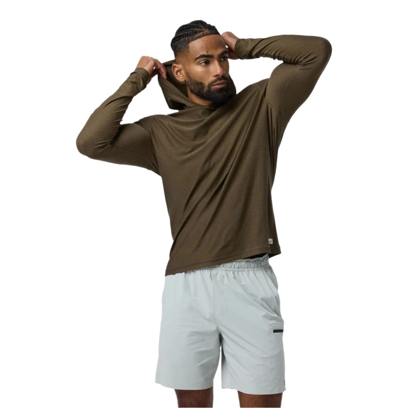 VUORI HOODIE STRATO TECH – MOSS GREEN HEATHER