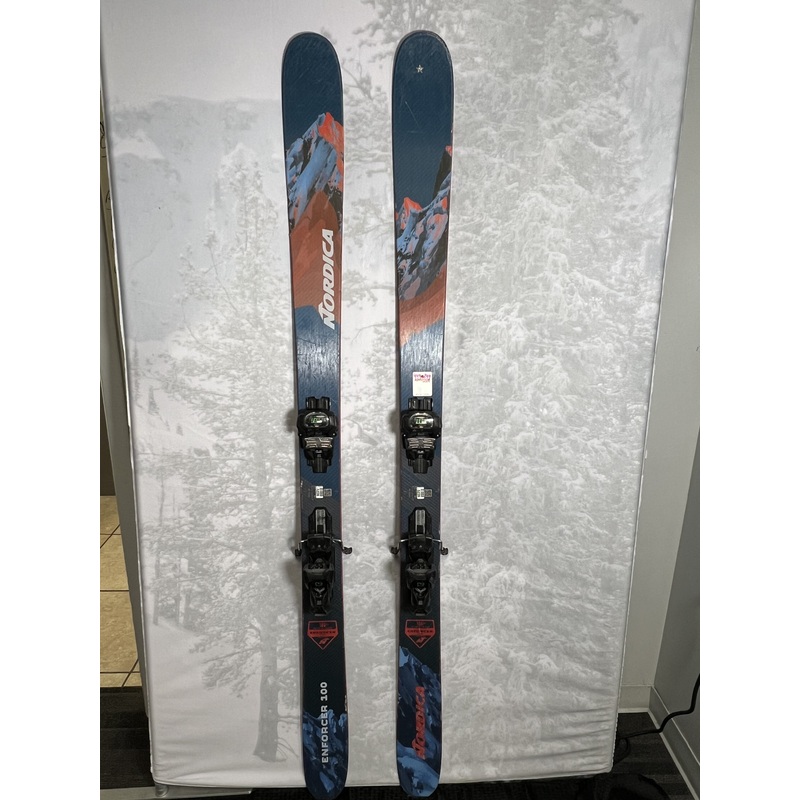 Heavily Used Nordica Enforcer 100 186 cm Skis 2024 w/Ellan Attack 13 Demo Bindings