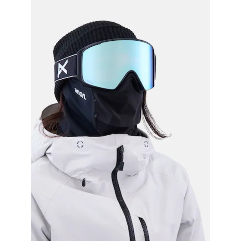 Anon M4S Cylindrical Adult Goggle + MFI Face Mask + Bonus Lens – Black/Percieve Blue
