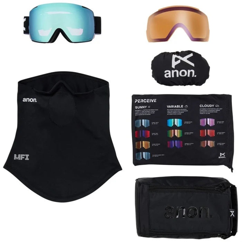 Anon M5 Adult Goggle + MFI Face Mask + Bonus Lens – Black/Percieve Blue