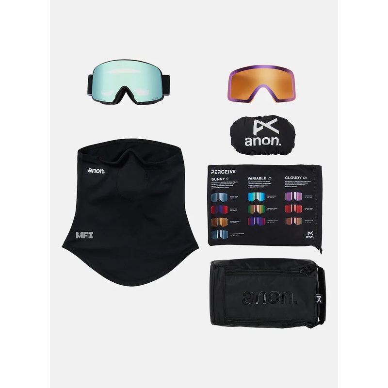 Anon M6 Adult Goggle + MFI Face Mask + Bonus Lens – Black/Percieve Blue